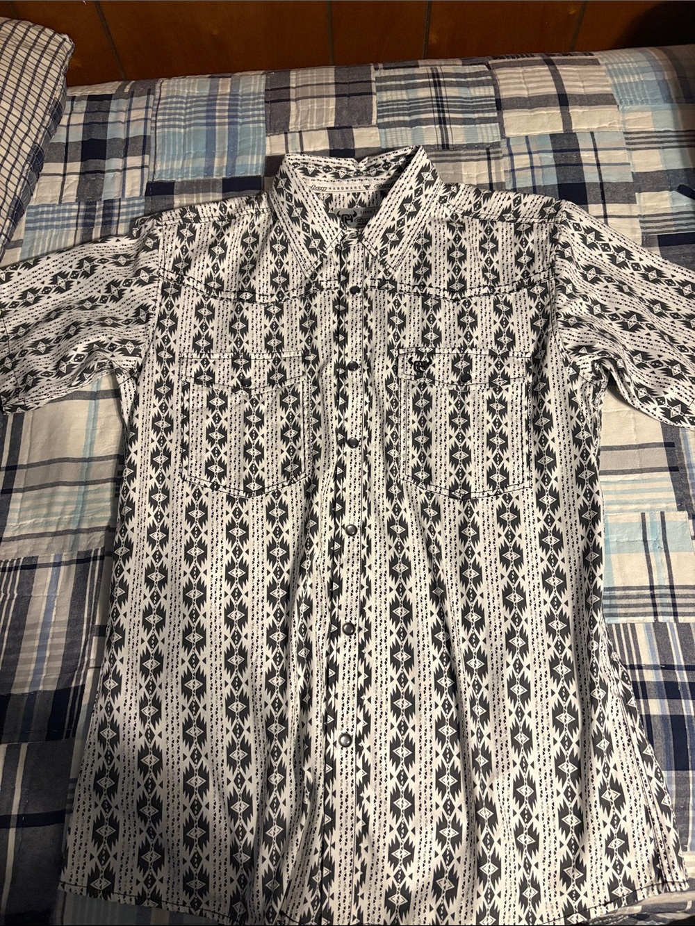 Men's Black&white Aztec western shirt